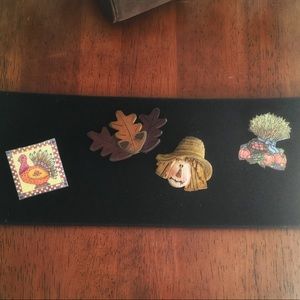 4-Fall Harvest Turkey Brooches-Pins